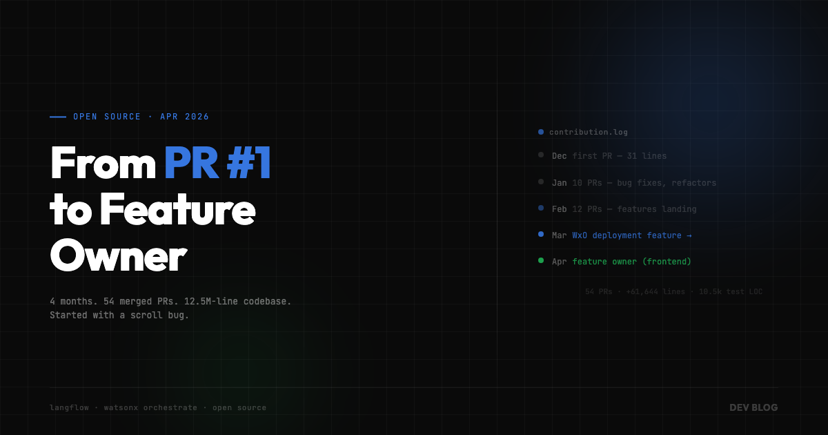 From PR #1 to Feature Owner in 4 Months